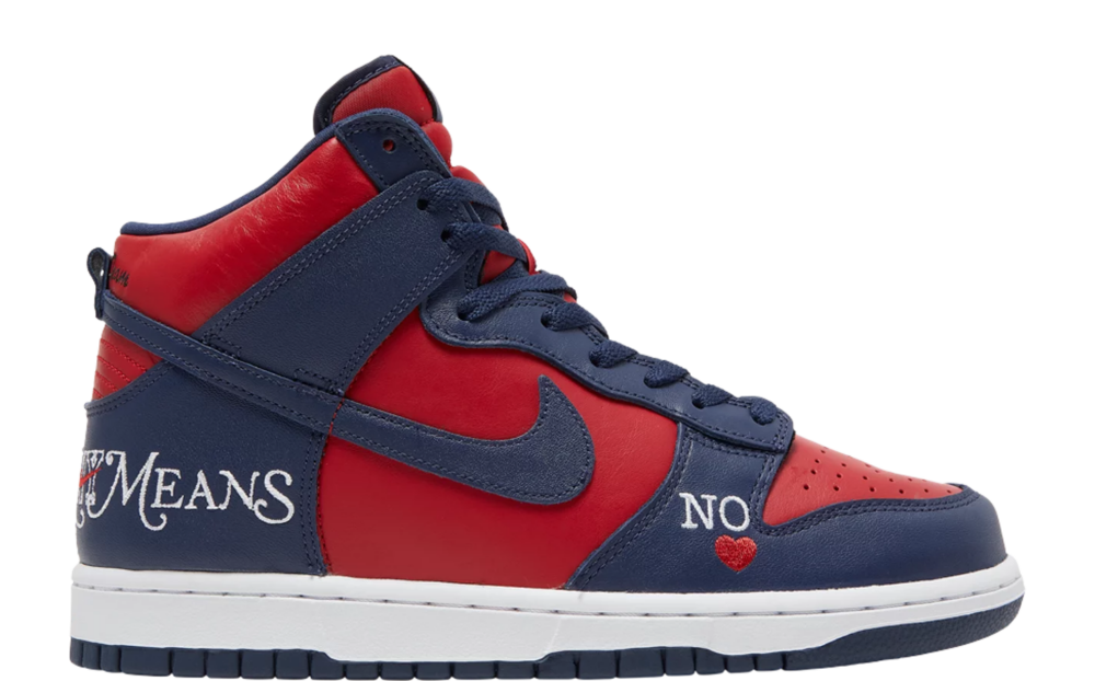 Supreme x Nike Dunk High SB By Any Means - Red Navy
