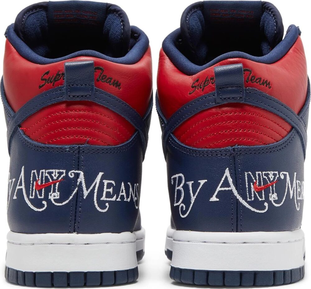 Supreme x Nike Dunk High SB By Any Means - Red Navy