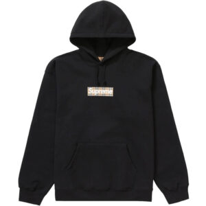 Supreme Burberry Box Logo Hooded Sweatshirt Black