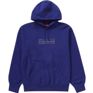 Supreme KAWS Chalk Logo Hooded Sweatshirt Washed Navy