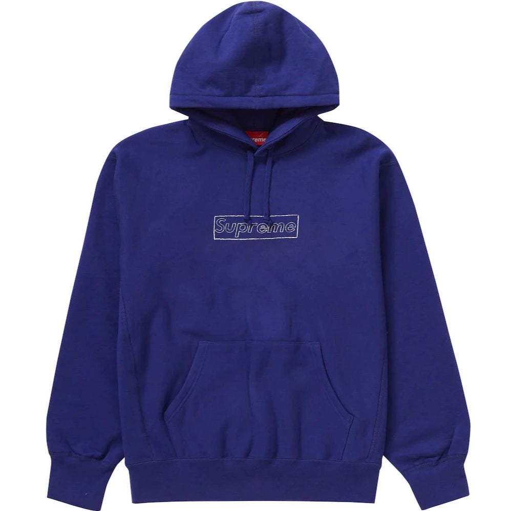 Supreme KAWS Chalk Logo Hooded Sweatshirt Washed Navy